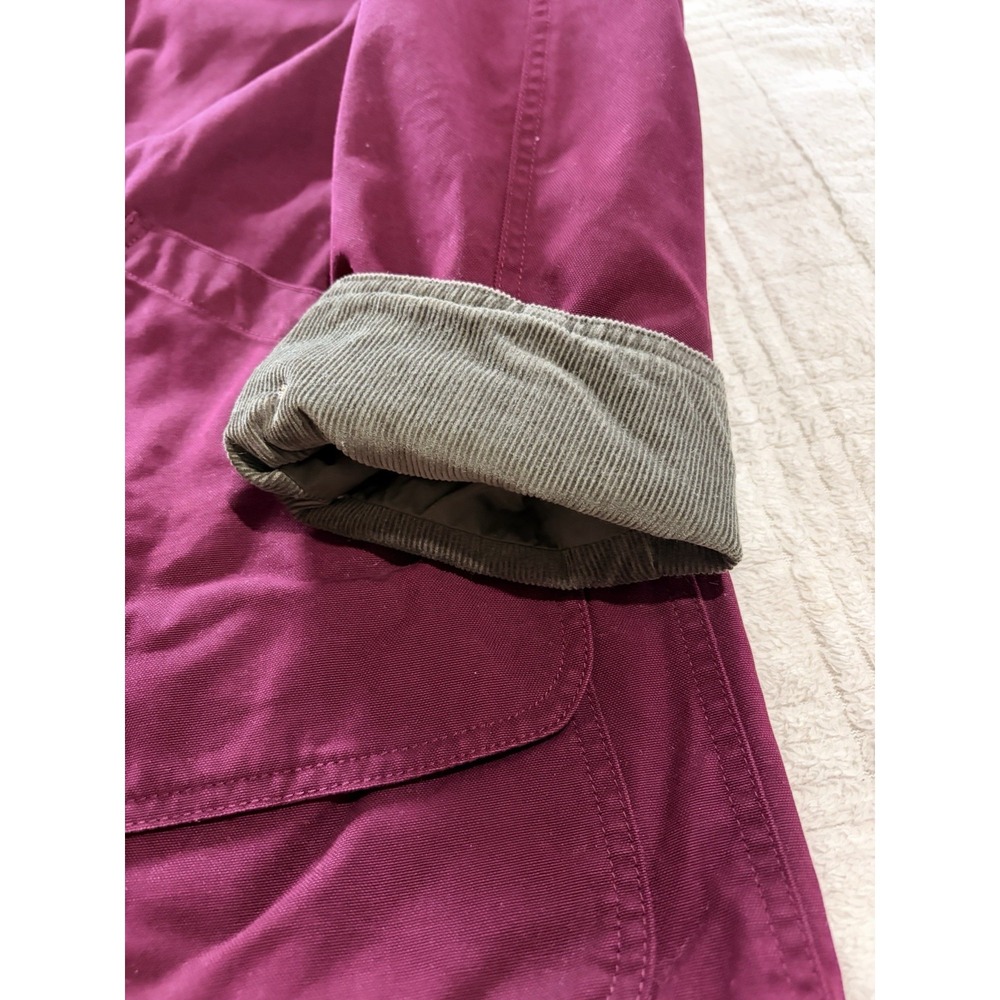 Lands End Barn Coat Womens Medium Brick Chore Jacket Corduroy Collar Plaid Lined - Picture 3 of 12